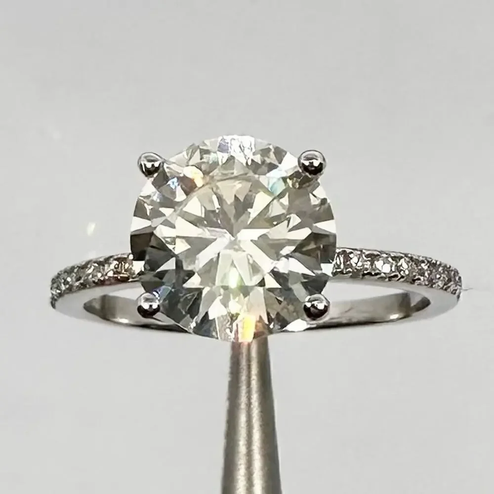 Moissanite Diamond Engagement Ring 2 Ct Brilliant 18K Finish GRA Size 8
